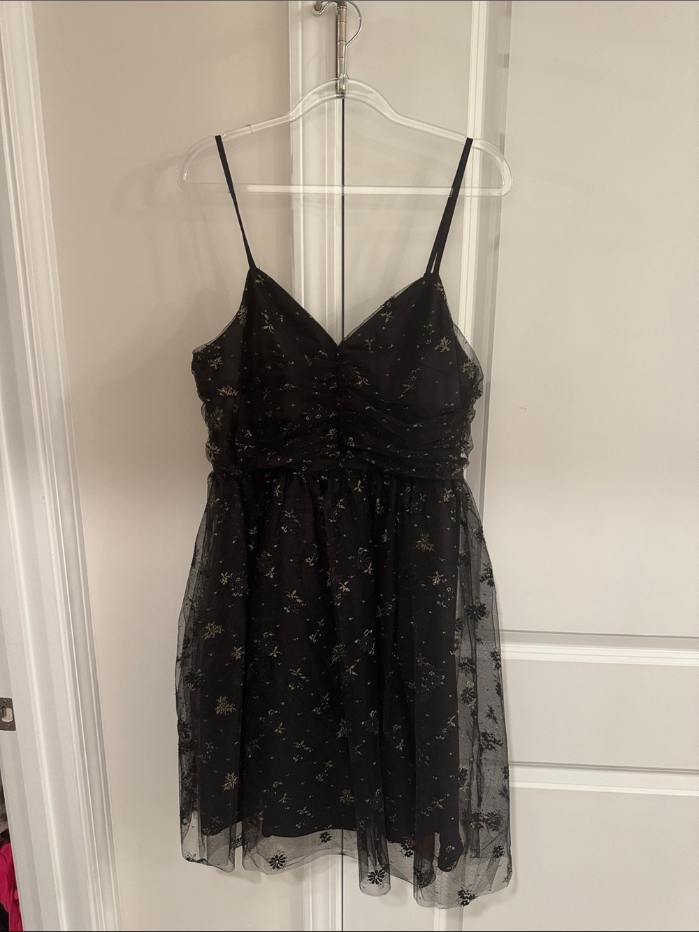 Black Mini Dress with Gold Star Detail